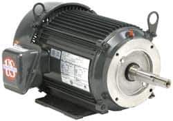 US Motors - 3 hp, TEFC Enclosure, No Thermal Protection, 3,490 RPM, 208-230/460 Volt, 60 Hz, Three Phase Standard Efficient Motor - Size 182JP Frame, Rigid Mount, 1 Speed, Ball Bearings, 9.2-8.4/4.2 Full Load Amps, F Class Insulation, Reversible - Exact Tool & Supply