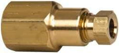 Parker - 1/4" OD, Brass Female Connector - 2,100 Max Working psi, 11/16" Hex, Comp x FNPT Ends - Exact Tool & Supply