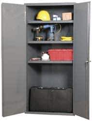 Durham - 4 Shelf Locking Storage Cabinet - Steel, 36" Wide x 18" Deep x 72" High, Gray - Exact Tool & Supply