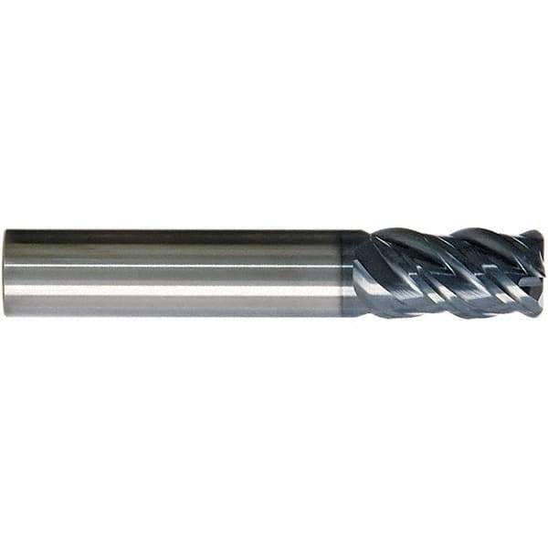 SGS - 1/2", 4 Flute, Single End, Solid Carbide, 0.0250 - 0.0300" Corner Radius End Mill - 3-1/4" OAL, Right Hand Flute, 1-1/4" LOC, Right Hand Cut - Exact Tool & Supply