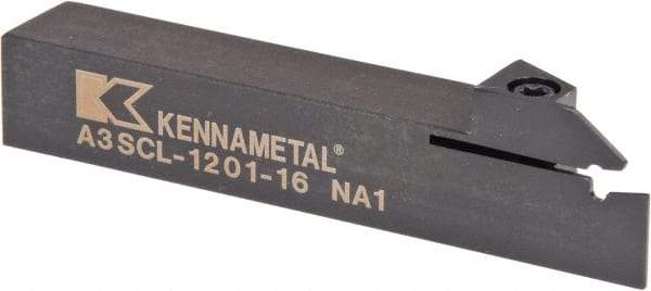 Kennametal - A3SC, Left Hand Cut, 1.65" Max Workpc Diam, A2016... Insert, Indexable Cutoff Toolholder - 0.63 Max Depth of Cut, 3/4" Shank Width, 3/4" Shank Height, 114.3mm OAL - Exact Tool & Supply