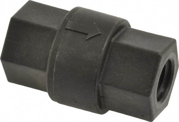 Specialty Mfr - 1/4" Polypropylene Check Valve - Inline, FNPT x FNPT, 125 WOG - Exact Tool & Supply