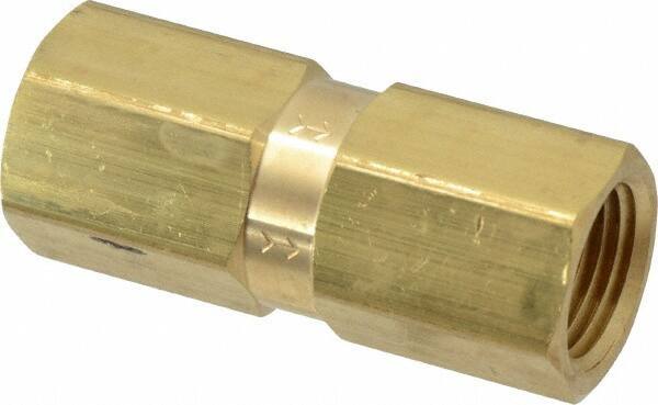 Specialty Mfr - 1/2" Brass Check Valve - Inline, FNPT x FNPT, 500 WOG - Exact Tool & Supply