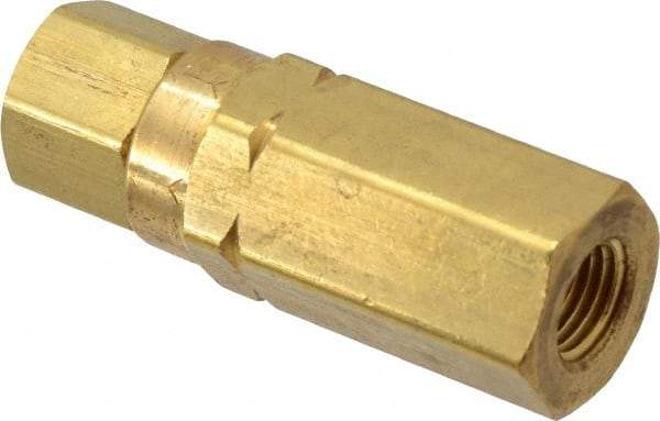 Specialty Mfr - 1/4" Brass Check Valve - Inline, FNPT x FNPT, 3,000 WOG - Exact Tool & Supply