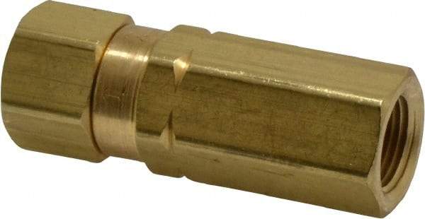 Specialty Mfr - 3/8" Brass Check Valve - Inline, FNPT x FNPT, 3,000 WOG - Exact Tool & Supply