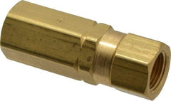 Specialty Mfr - 3/8" Brass Check Valve - Inline, FNPT x FNPT, 3,000 WOG - Exact Tool & Supply