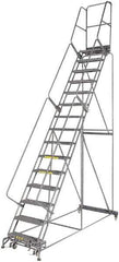 Ballymore - 192" 15 Step Ladder - 350 Lb Capacity, 150" Platform Height, 42" Base Width x 108" Depth, Grip Strut - Exact Tool & Supply