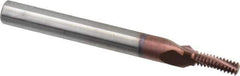 Carmex - 1/4-28 UNF, 0.157" Cutting Diam, 3 Flute, Solid Carbide Helical Flute Thread Mill - Internal Thread, 0.45" LOC, 2-1/2" OAL, 1/4" Shank Diam - Exact Tool & Supply
