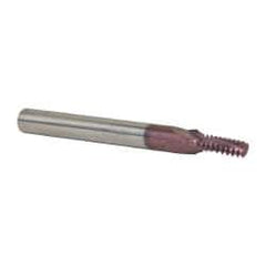 Carmex - 1/4-20 UNC, 0.177" Cutting Diam, 3 Flute, Solid Carbide Helical Flute Thread Mill - Internal Thread, 0.48" LOC, 2-1/2" OAL, 1/4" Shank Diam - Exact Tool & Supply