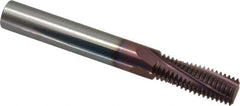 Carmex - 1-1/8-18 to 1-5/8-18 UNEF, UNF, 3/8" Cutting Diam, 4 Flute, Solid Carbide Helical Flute Thread Mill - Internal Thread, 1.03" LOC, 3" OAL, 3/8" Shank Diam - Exact Tool & Supply