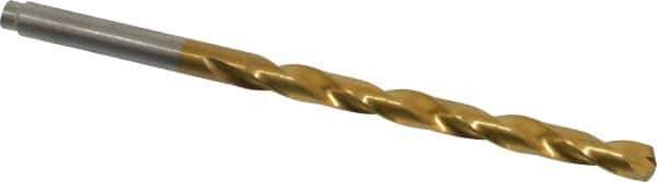 Hertel - 3/16" 135° Cobalt Jobber Drill - TiN Finish, Right Hand Cut, Spiral Flute, Straight Shank, 3-1/2" OAL, Split Point - Exact Tool & Supply