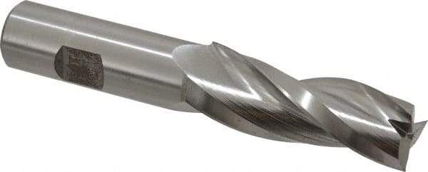 Made in USA - 1.5° Taper Angle per Side, 3/4" Small End Diam, 2-1/4" LOC, High Speed Steel 3 Flute Tapered Square End Mill - 4-1/2" OAL, 3/4" Shank Diam, Spiral Flute - Exact Tool & Supply