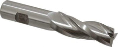 Made in USA - 1.5° Taper Angle per Side, 3/4" Small End Diam, 2-1/4" LOC, High Speed Steel 3 Flute Tapered Square End Mill - 4-1/2" OAL, 3/4" Shank Diam, Spiral Flute - Exact Tool & Supply