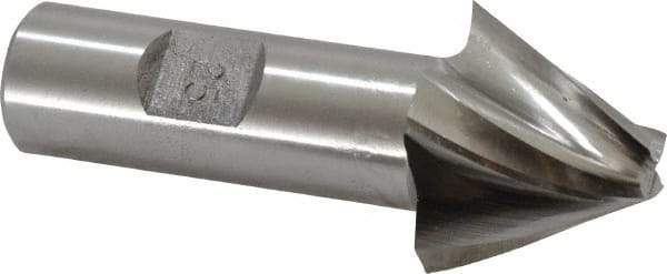 Made in USA - 25° Taper Angle per Side, 3/8" Small End Diam, 1" LOC, High Speed Steel 4 Flute Tapered Square End Mill - 3-1/4" OAL, 3/4" Shank Diam, Spiral Flute - Exact Tool & Supply