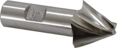 Made in USA - 25° Taper Angle per Side, 3/8" Small End Diam, 1" LOC, High Speed Steel 4 Flute Tapered Square End Mill - 3-1/4" OAL, 3/4" Shank Diam, Spiral Flute - Exact Tool & Supply
