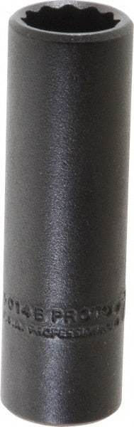 Proto - 7/16", 3/8" Drive, Deep Hand Socket - 12 Points, 2-1/8" OAL, Alloy Steel, Black Finish - Exact Tool & Supply