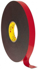 3M - 1" x 36 Yd Acrylic Adhesive Double Sided Tape - 45 mil Thick, Black, Acrylic Foam Liner, Continuous Roll, Series 5952 - Exact Tool & Supply