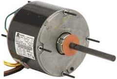 US Motors - 1/2 hp, TEAO Enclosure, Auto Thermal Protection, 825 RPM, 208-230 Volt, 60 Hz, Single Phase Permanent Split Capacitor (PSC) Motor - Size 48Y Frame, Stud Mount, 1 Speed, Sleeve Bearings, 2.8 Full Load Amps, B Class Insulation, Reversible - Exact Tool & Supply