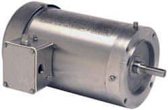 US Motors - 1 hp, TENV Enclosure, No Thermal Protection, 1,725 RPM, 575 Volt, 60 Hz, Three Phase Standard Efficient Motor - Size 145 Frame, C-Face Mount, 1 Speed, Ball Bearings, 1.4 Full Load Amps, F Class Insulation, Reversible - Exact Tool & Supply