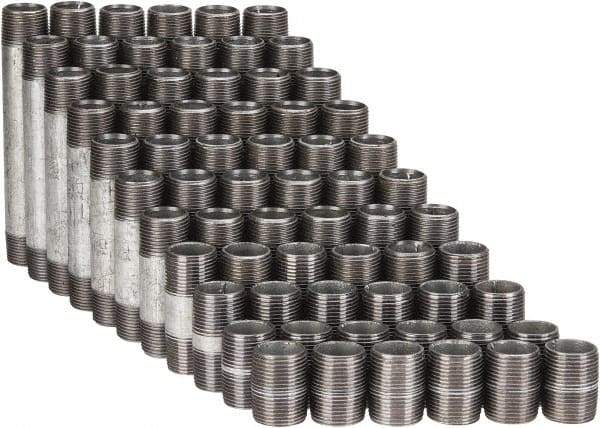B&K Mueller - 66 Piece, 3/4" Pipe, Galvanized Pipe Nipple Set - Schedule 40, (6) Close, (6) 1-1/2, (6) 2, (6) 2-1/2, (6) 3, (6) 3-1/2, (6) 4, (6) 4-1/2, (6) 5, (6) 5-1/2, (6) 6 - Exact Tool & Supply