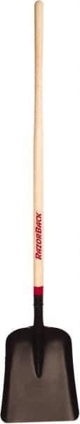 Razor-Back - 14-1/2" High x 11-1/2" Wide Square Steel Scoop - 46" Long Wood Straight Handle, No Step - Exact Tool & Supply