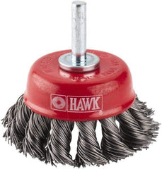 Value Collection - 2-3/8" Diam, 1/4" Shank Diam, Steel Fill Cup Brush - 0.012 Wire Diam, 6,000 Max RPM - Exact Tool & Supply
