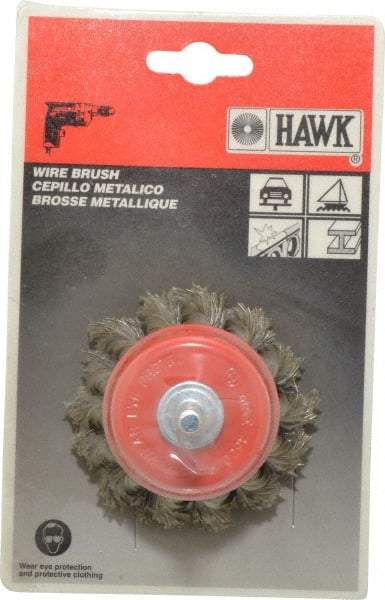 Value Collection - 2-3/8" Diam, 1/4" Shank Diam, Steel Fill Cup Brush - 0.008 Wire Diam, 6,000 Max RPM - Exact Tool & Supply