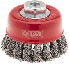 Value Collection - 2-5/8" Diam, M10x1.50 Threaded Arbor, Steel Fill Cup Brush - 0.02 Wire Diam, 12,500 Max RPM - Exact Tool & Supply