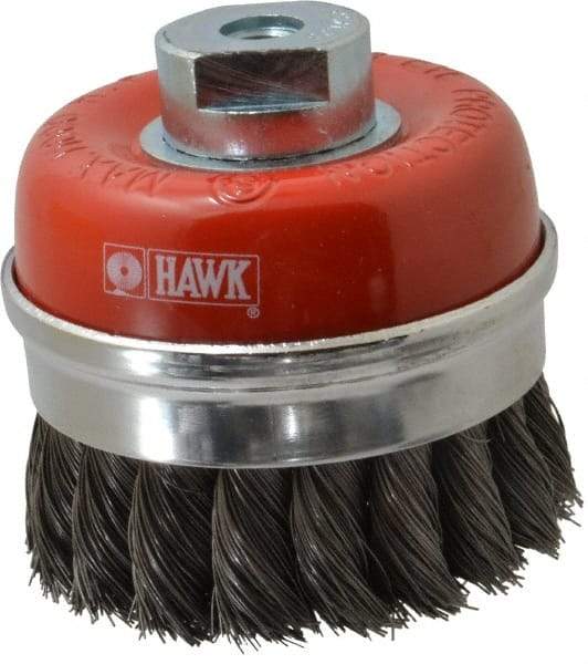 Value Collection - 3" Diam, M10x1.25 Threaded Arbor, Steel Fill Cup Brush - 0.0137 Wire Diam, 11,000 Max RPM - Exact Tool & Supply