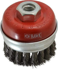 Value Collection - 3" Diam, 5/8-11 Threaded Arbor, Steel Fill Cup Brush - 0.0137 Wire Diam, 11,000 Max RPM - Exact Tool & Supply