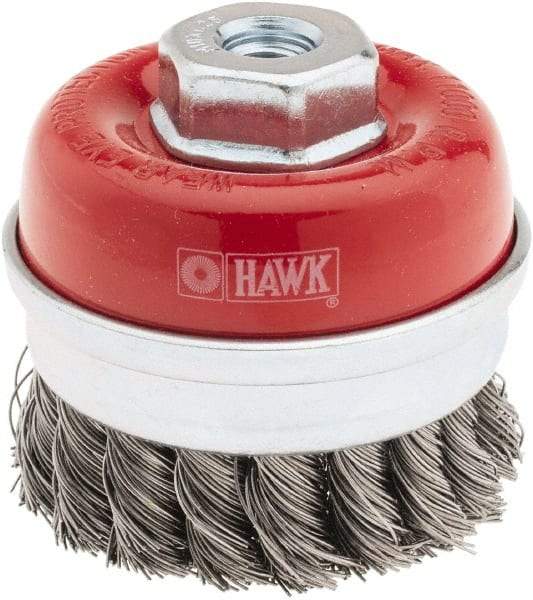 Value Collection - 3" Diam, M10x1.25 Threaded Arbor, Steel Fill Cup Brush - 0.02 Wire Diam, 11,000 Max RPM - Exact Tool & Supply