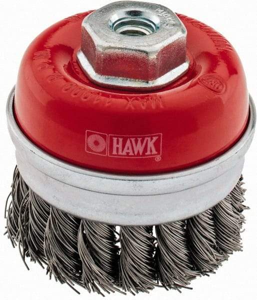 Value Collection - 3" Diam, M10x1.50 Threaded Arbor, Steel Fill Cup Brush - 0.02 Wire Diam, 11,000 Max RPM - Exact Tool & Supply