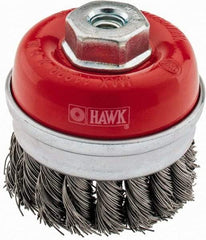 Value Collection - 3" Diam, M10x1.50 Threaded Arbor, Steel Fill Cup Brush - 0.02 Wire Diam, 11,000 Max RPM - Exact Tool & Supply