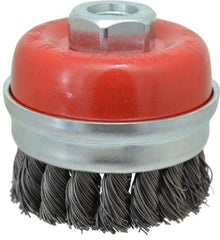 Value Collection - 3" Diam, 5/8-11 Threaded Arbor, Steel Fill Cup Brush - 0.02 Wire Diam, 11,000 Max RPM - Exact Tool & Supply