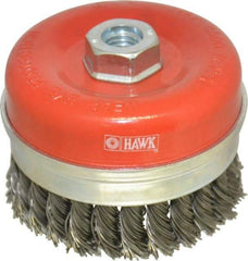 Value Collection - 4" Diam, 5/8-11 Threaded Arbor, Steel Fill Cup Brush - 0.0314 Wire Diam, 8,500 Max RPM - Exact Tool & Supply