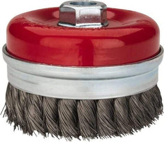 Value Collection - 4" Diam, 5/8-11 Threaded Arbor, Steel Fill Cup Brush - 0.0137 Wire Diam, 8,500 Max RPM - Exact Tool & Supply