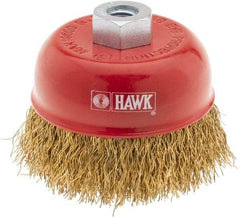 Value Collection - 3" Diam, M10x1.25 Threaded Arbor, Steel Fill Cup Brush - 0.012 Wire Diam, 12,500 Max RPM - Exact Tool & Supply