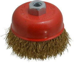Value Collection - 3" Diam, M10x1.50 Threaded Arbor, Steel Fill Cup Brush - 0.012 Wire Diam, 12,500 Max RPM - Exact Tool & Supply