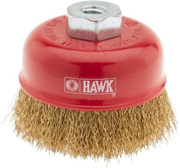 Value Collection - 3" Diam, M10x1.50 Threaded Arbor, Steel Fill Cup Brush - 0.008 Wire Diam, 12,500 Max RPM - Exact Tool & Supply