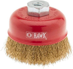 Value Collection - 3" Diam, M10x1.50 Threaded Arbor, Steel Fill Cup Brush - 0.008 Wire Diam, 12,500 Max RPM - Exact Tool & Supply