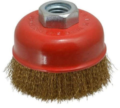 Value Collection - 3" Diam, 5/8-11 Threaded Arbor, Steel Fill Cup Brush - 0.008 Wire Diam, 12,500 Max RPM - Exact Tool & Supply