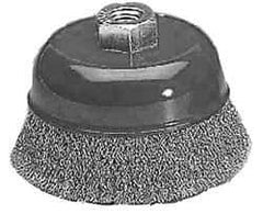 Value Collection - 2-5/8" Diam, M14x2.00 Threaded Arbor, Steel Fill Cup Brush - 0.012 Wire Diam, 12,500 Max RPM - Exact Tool & Supply