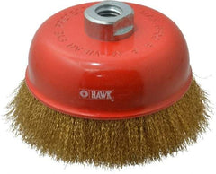 Value Collection - 5" Diam, 5/8-11 Threaded Arbor, Steel Fill Cup Brush - 0.008 Wire Diam, 6,500 Max RPM - Exact Tool & Supply