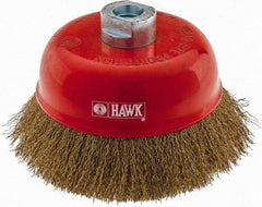 Value Collection - 5" Diam, M16x2.00 Threaded Arbor, Steel Fill Cup Brush - 0.008 Wire Diam, 6,500 Max RPM - Exact Tool & Supply