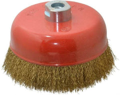 Value Collection - 6" Diam, M16x2.00 Threaded Arbor, Steel Fill Cup Brush - 0.012 Wire Diam, 4,500 Max RPM - Exact Tool & Supply