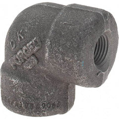 Made in USA - Size 1/8", Class 3,000, Forged Carbon Steel Black Pipe 90° Elbow - 3,000 psi, Threaded End Connection - Exact Tool & Supply