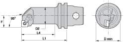 Kennametal - Right Hand Cut, 32mm Min Bore Diam, Size KM32 Steel Modular Boring Cutting Unit Head - 2.9528" Max Bore Depth, Through Coolant, Compatible with CN.. - Exact Tool & Supply