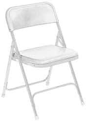 NPS - 18-3/4" Wide x 16-1/4" Deep x 29-3/4" High, Steel Folding Chair with Plastic Seat & Back - White with White Frame - Exact Tool & Supply