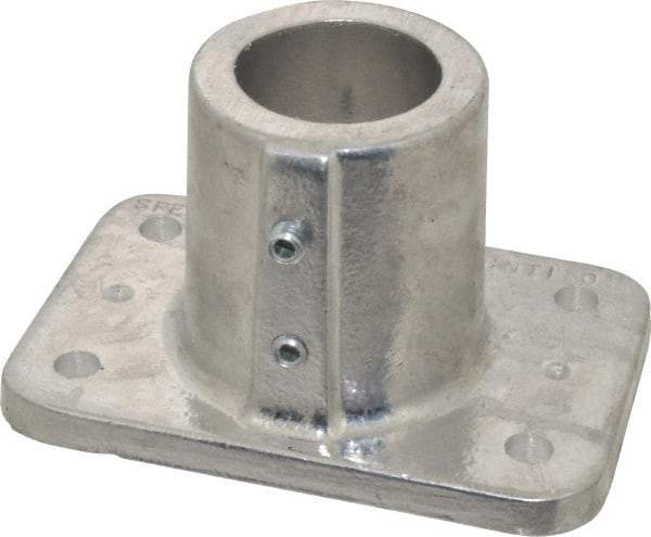 Hollaender - 1-1/2" Pipe, Base Flange, Aluminum Alloy Flange Pipe Rail Fitting - Bright Finish - Exact Tool & Supply
