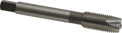 OSG - 7/16-20 UNF, 3 Flute, Bright Finish, High Speed Steel Spiral Point Tap - Plug Chamfer, Right Hand Thread, 3-5/32" OAL, 1-7/16" Thread Length, 0.323" Shank Diam - Exact Tool & Supply